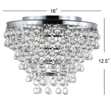 Toronto 16" Metal/Crystal LED Flush Mount - JONATHAN Y